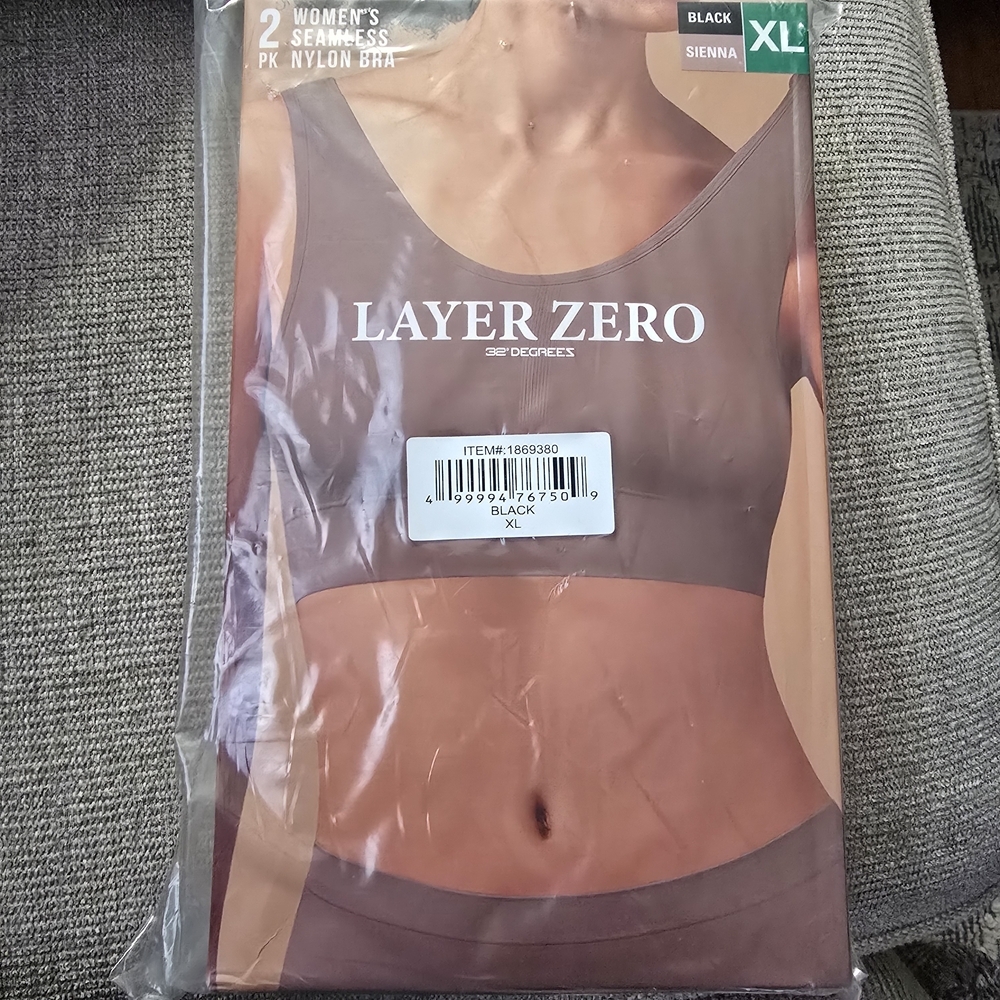 32 Degrees Women's Layer Zero Seamless Nylon Bra 2-Pack Brand New Size‎ XL